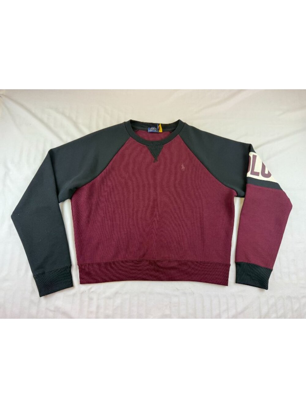 Polo Ralph Lauren Womens Sweatshirt Sz Large Cropped Colorblock Pullover
